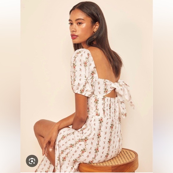 Reformation Denver linen midi dressing heath poppyseed - Picture 5 of 9